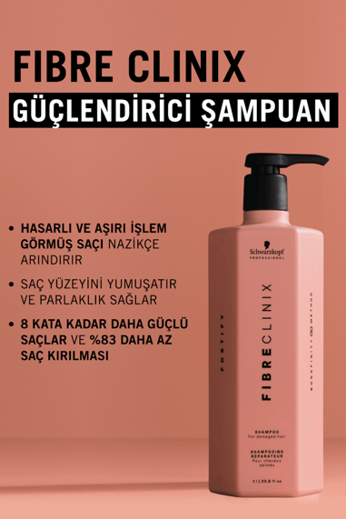 Fibre Clinix Yıpranmış ve İşlem Görmüş Saçlar İçin Güçlendirici Şampuan 1000ml küçük görsel 6